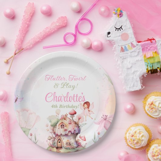 Flutter en Twirl Fairy Verjaardagsfeestje Borden Papieren Bordje (Feest)