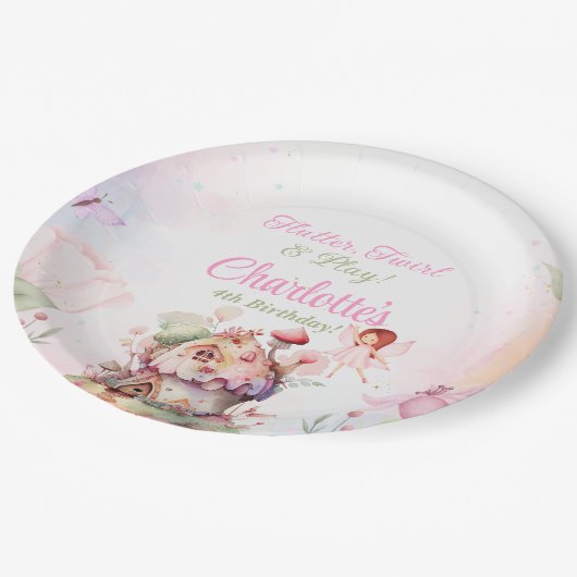 Flutter en Twirl Fairy Verjaardagsfeestje Borden Papieren Bordje (Gekanteld)