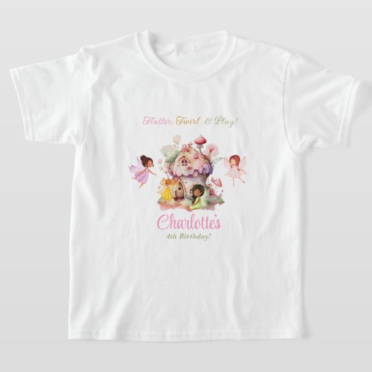 Flutter en Twirl Fairy Verjaardagsfeestje Shirt (Laagn)