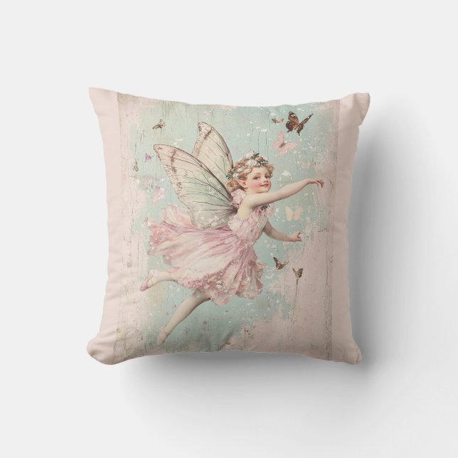 Flutter en Twirl Flower feeënmeisje Kussen (Voorkant)