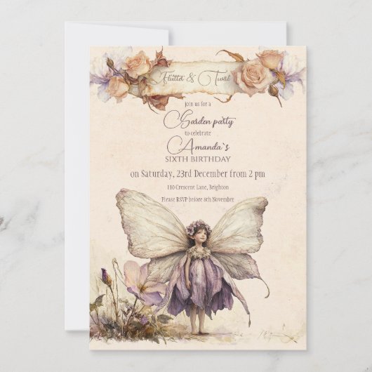 Flutter en Twirl Flower sprookjesmeisje Verjaardag Kaart (Voorkant)