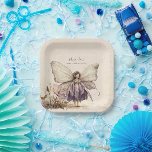 Flutter en Twirl Flower sprookjesmeisje Verjaardag Papieren Bordje (Feest)