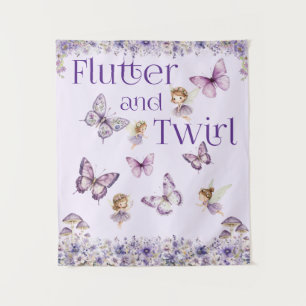 Flutter en Twirl Paarse feeënachtergrond Wandkleed