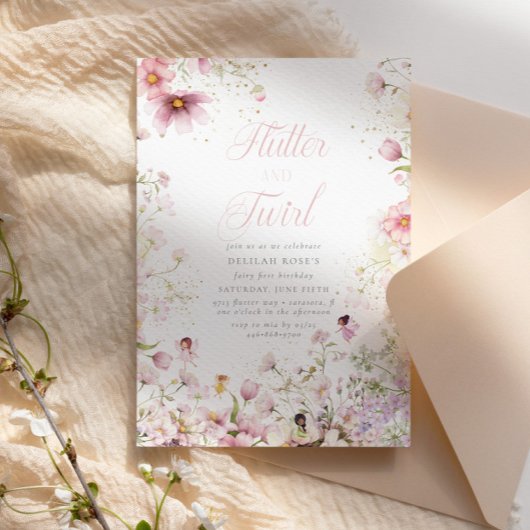 Flutter en Twirl Whimsical Magische Meisjes Verjaa Kaart