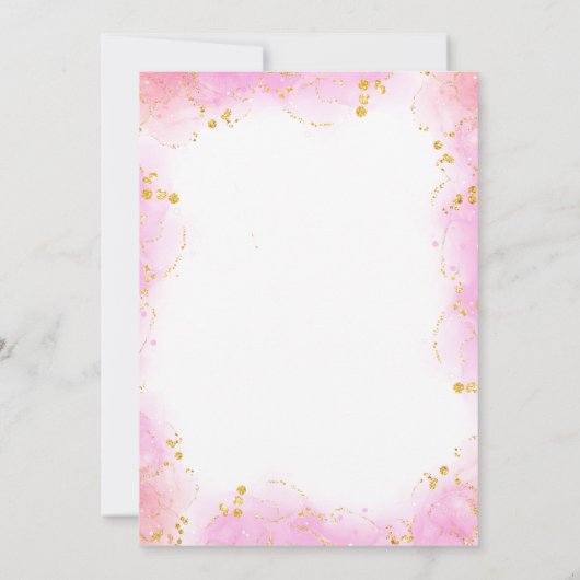 Flutter gouden vlinder roze bloemen meisjes verjaa kaart (Achterkant)