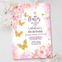 Flutter gouden vlinder roze bloemen meisjes verjaa