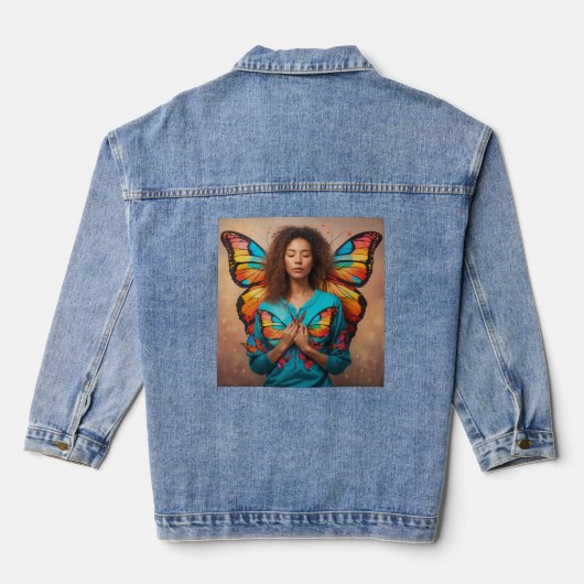 Flutter in Elegantie: Omarm vrijheid met onze bus Denim Jacket (Achterkant)