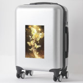 Flutter in Stijl: Douane Gouden Vlinder Vinyl S Sticker (Koffer)