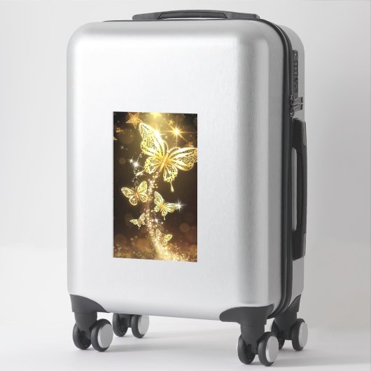 Flutter in Stijl: Douane Gouden Vlinder Vinyl S Sticker (Koffer)