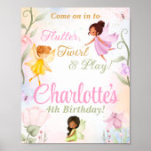 Flutter & Kronkel Fairy Verjaardagsfeestje Welkoms Poster (Voorkant)