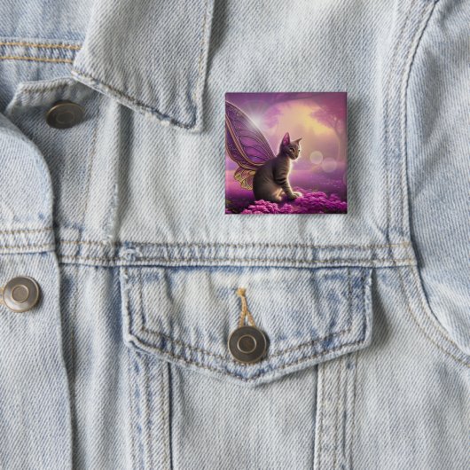 Flutter Mytt-Kat Vierkante Button 5,1 Cm (In situ)