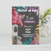 Flutter on Over Birthday Invitation Kaart (Staand voorkant)