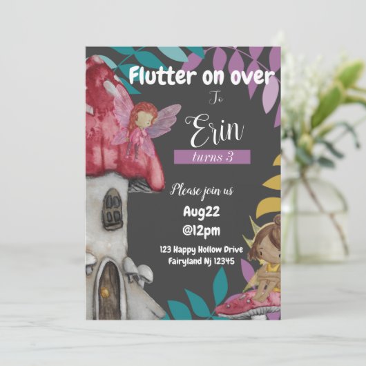 Flutter on Over Birthday Invitation Kaart (Staand voorkant)
