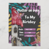 Flutter on Over Birthday Invitation Kaart (Voorkant / Achterkant)