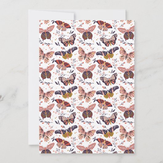 Flutter On Over Butterfly Birthday Invitation Kaart (Achterkant)