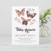 Flutter op Vlinder Baby shower Uitnodiging (Staand voorkant)