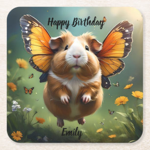 Flutter Paws: het cavia neemt de vlucht Kartonnen Onderzetters