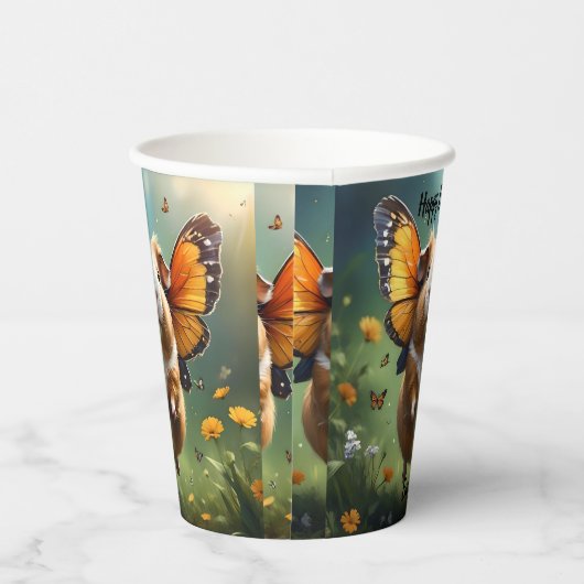 Flutter Paws: het cavia neemt de vlucht Papieren Bekers (Rechts)