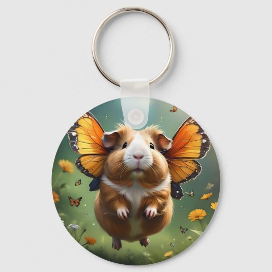 Flutter Paws: het cavia neemt de vlucht Sleutelhanger (Achterkant)