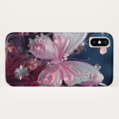Flutter & Sparkle: Roze Vlinder iPhone Case (Achterkant (horizontaal))