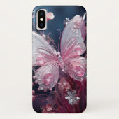 Flutter & Sparkle: Roze Vlinder iPhone Case (Achterkant)