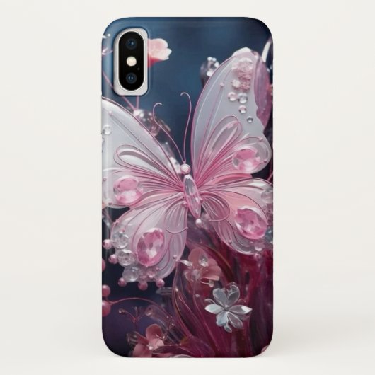 Flutter & Sparkle: Roze Vlinder iPhone Case (Achterkant)