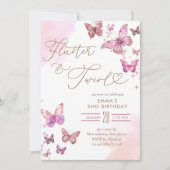Flutter & Twirl Glitter Butterfly Verjaardag Kaart (Voorkant)