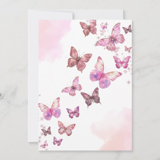 Flutter & Twirl Glitter Butterfly Verjaardag Kaart (Achterkant)