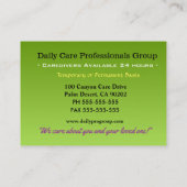 Flutter vriendelijke speciale zorgverlener visitekaartje (Achterkant)
