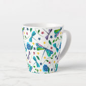 Flutter-Watercolor Libelle Tuin Designer Latte Mok (Rechterhoek)