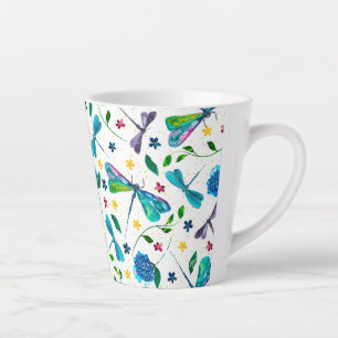 Flutter-Waterverf Dragonfly Garden Designer Latte Mok