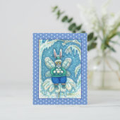 FLUTTERBUN WINTER WONDERLAND, FUNNY BUNNY RABBIT BRIEFKAART (Staand voorkant)