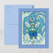 FLUTTERBUN WINTER WONDERLAND, FUNNY BUNNY RABBIT BRIEFKAART (Voorkant / Achterkant)