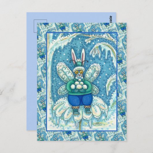 FLUTTERBUN WINTER WONDERLAND, FUNNY BUNNY RABBIT BRIEFKAART (Voorkant / Achterkant)