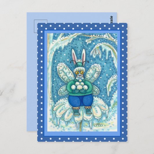 FLUTTERBUN WINTER WONDERLAND, FUNNY BUNNY RABBIT BRIEFKAART (Voorkant / Achterkant)