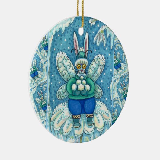 FLUTTERBUN WINTER WONDERLAND, FUNNY BUNNY RABBIT KERAMISCH ORNAMENT (Rechts)