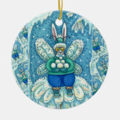 FLUTTERBUN WINTER WONDERLAND, FUNNY BUNNY RABBIT KERAMISCH ORNAMENT (Voorkant)