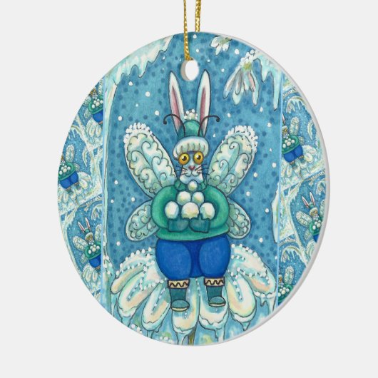 FLUTTERBUN WINTER WONDERLAND, FUNNY BUNNY RABBIT KERAMISCH ORNAMENT (Links)