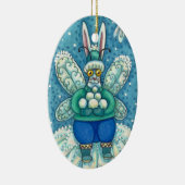FLUTTERBUN WINTER WONDERLAND, FUNNY BUNNY RABBIT KERAMISCH ORNAMENT (Rechts)