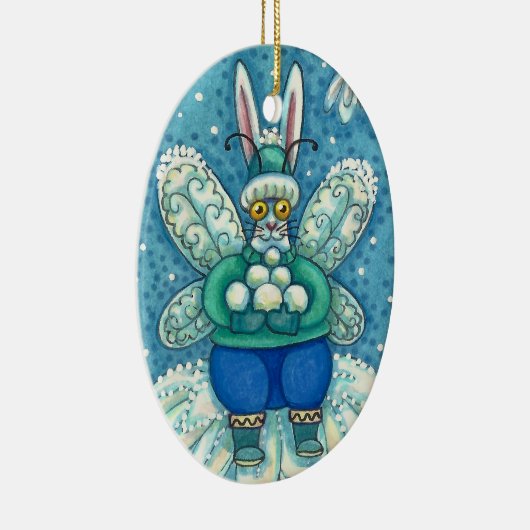 FLUTTERBUN WINTER WONDERLAND, FUNNY BUNNY RABBIT KERAMISCH ORNAMENT (Rechts)