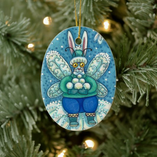 FLUTTERBUN WINTER WONDERLAND, FUNNY BUNNY RABBIT KERAMISCH ORNAMENT (Boom)