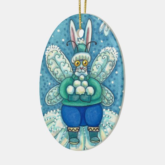 FLUTTERBUN WINTER WONDERLAND, FUNNY BUNNY RABBIT KERAMISCH ORNAMENT (Links)
