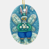 FLUTTERBUN WINTER WONDERLAND, FUNNY BUNNY RABBIT KERAMISCH ORNAMENT (Achterkant)