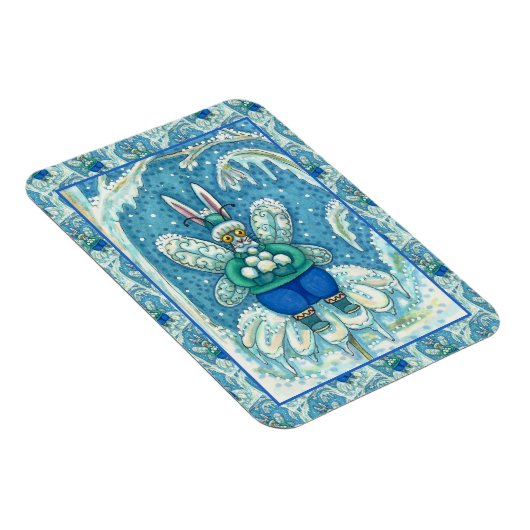 FLUTTERBUN WINTER WONDERLAND, FUNNY BUNNY RABBIT MAGNEET (Rechterzijde)