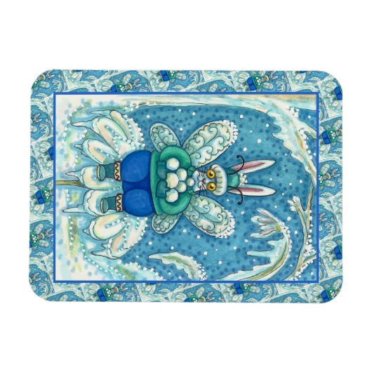 FLUTTERBUN WINTER WONDERLAND, FUNNY BUNNY RABBIT MAGNEET (Horizontaal)