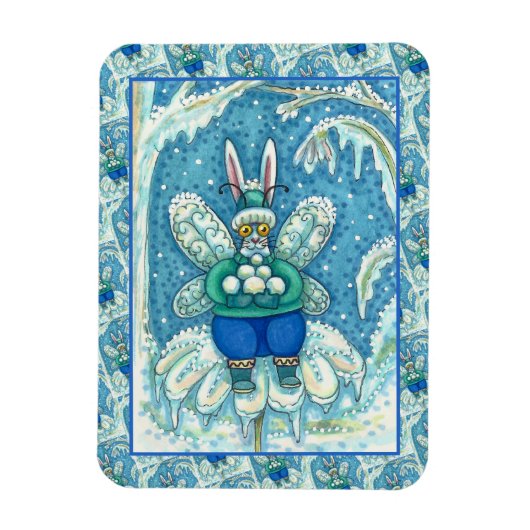 FLUTTERBUN WINTER WONDERLAND, FUNNY BUNNY RABBIT MAGNEET (Verticaal)