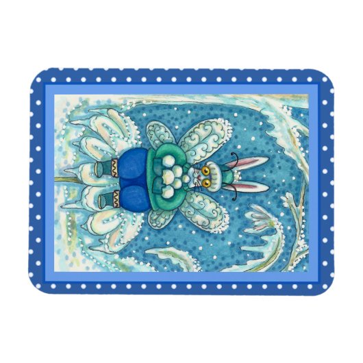 FLUTTERBUN WINTER WONDERLAND, FUNNY BUNNY RABBIT MAGNEET (Horizontaal)