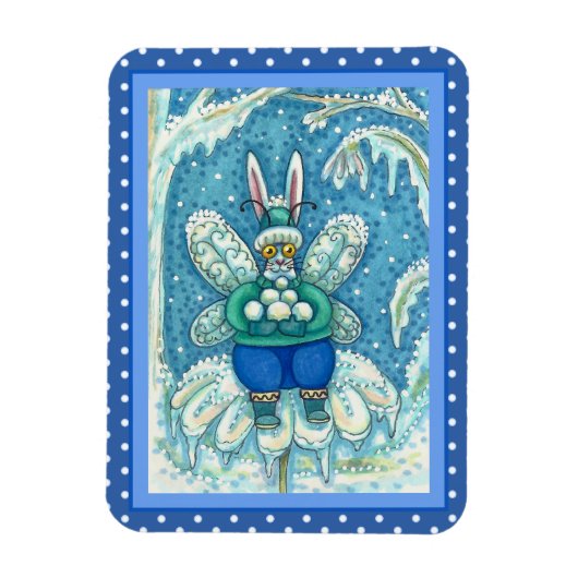 FLUTTERBUN WINTER WONDERLAND, FUNNY BUNNY RABBIT MAGNEET (Verticaal)