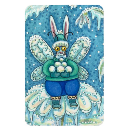 FLUTTERBUN WINTER WONDERLAND, FUNNY BUNNY RABBIT MAGNEET (Verticaal)