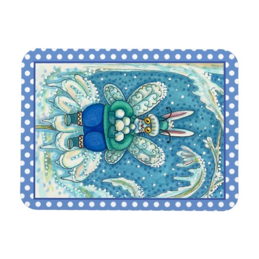 FLUTTERBUN WINTER WONDERLAND, FUNNY BUNNY RABBIT MAGNEET (Horizontaal)